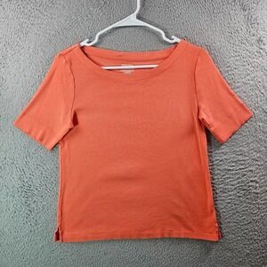 Chico's Top Tee Women‎ Size 0 Petite Small 100% Cotton Short Sleeve Orange